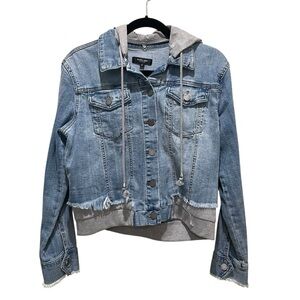 Black Label C’est Toi Distressed Denim Jacket Sweatshirt  Blue Grey Size Small